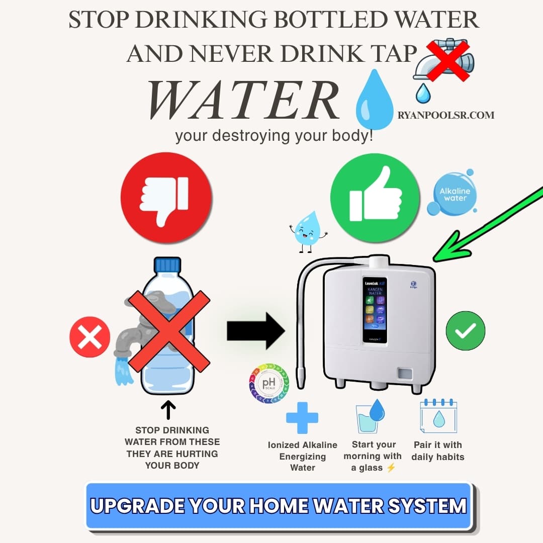 Water system advertisement comparing bottled water and a filtration system