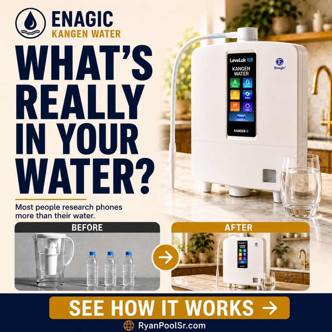 Water system advertisement with product and lifestyle imagery