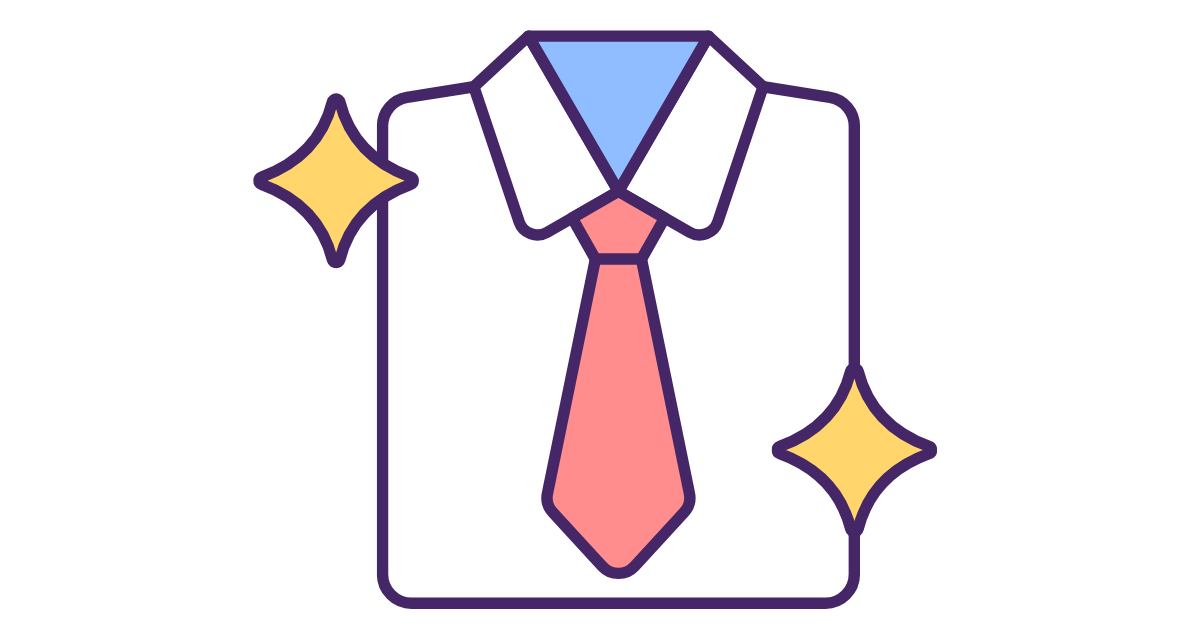 Illustrated clean dress shirt and tie representing a professional company appearance