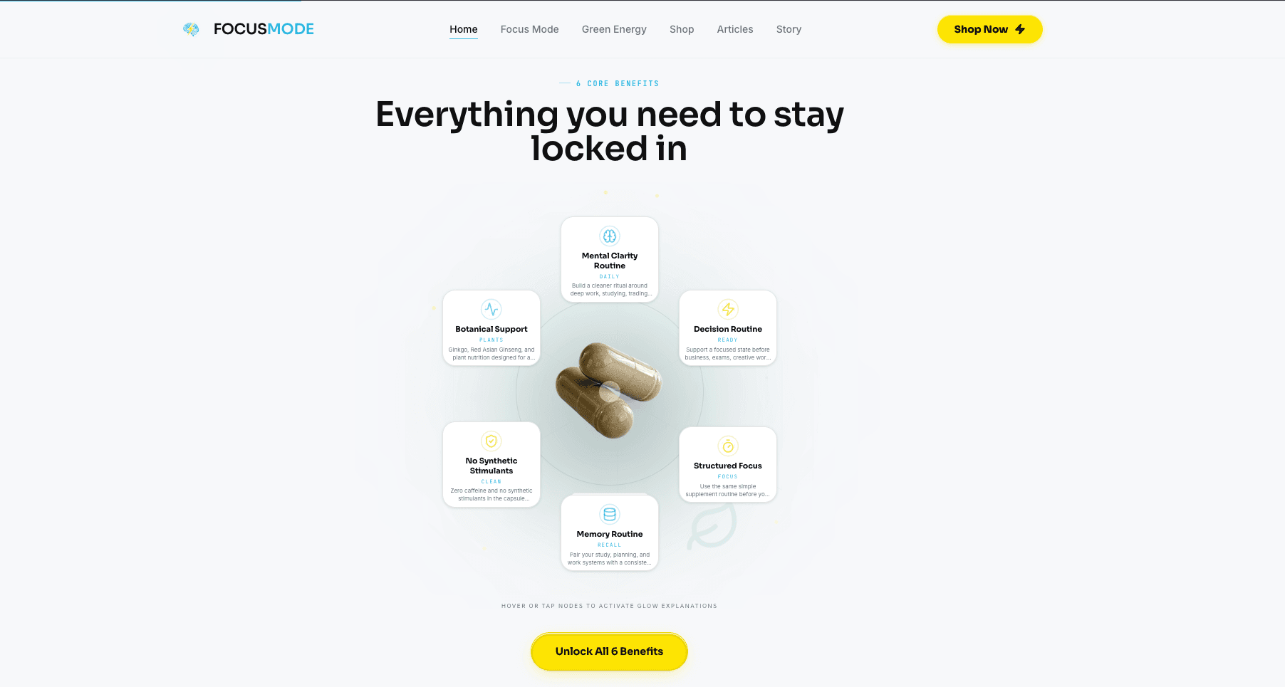 Bright ecommerce website for focus and productivity products