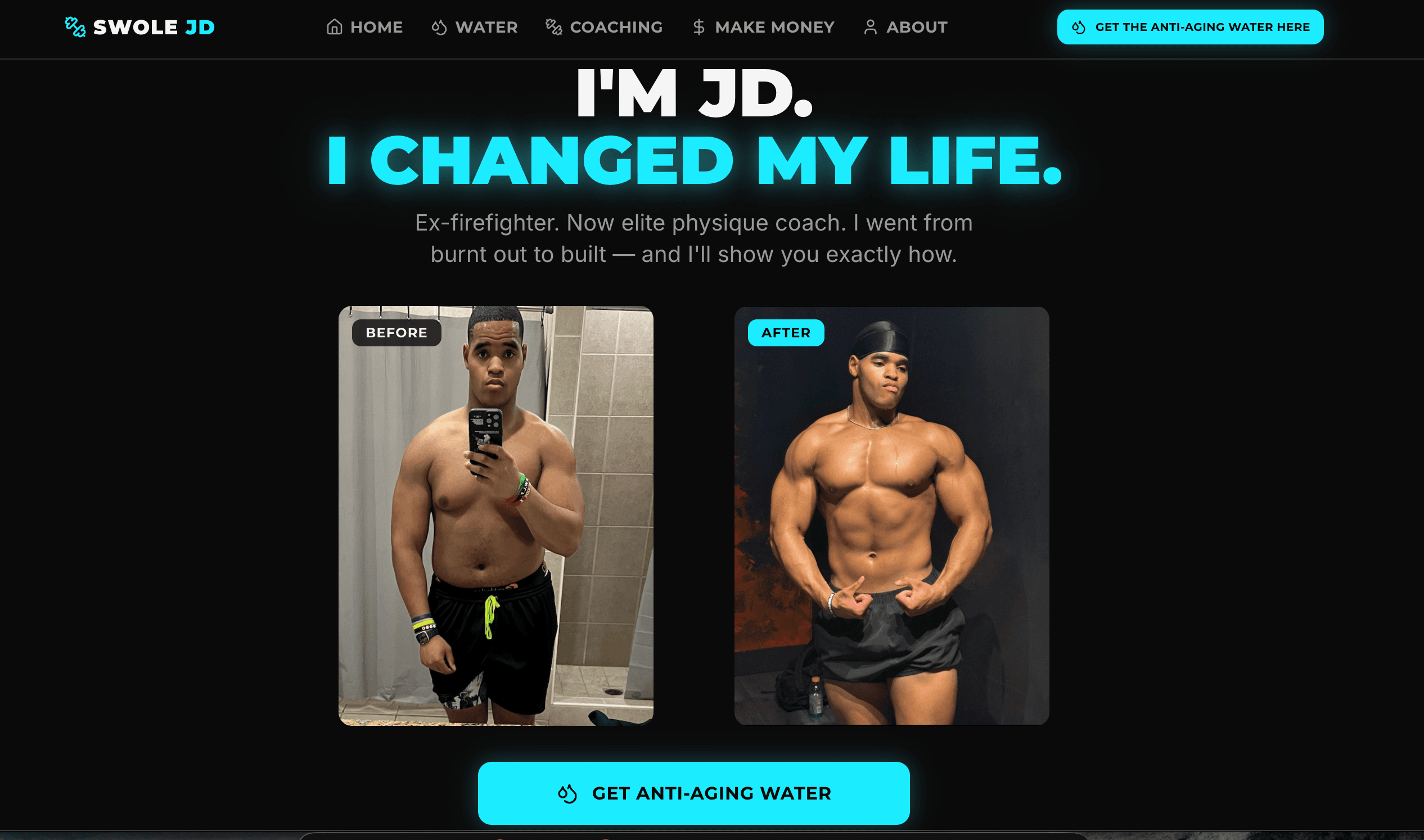 Fitness transformation website with before and after proof