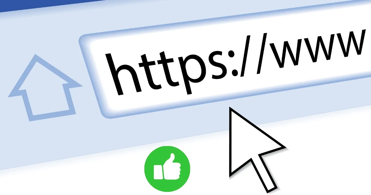 Web browser address bar with an HTTPS website address and cursor
