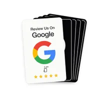 Pack of five NFC Google review cards fanned out