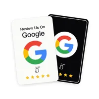 NFC Google review card front and back: white Review Us On Google side and black NFC side