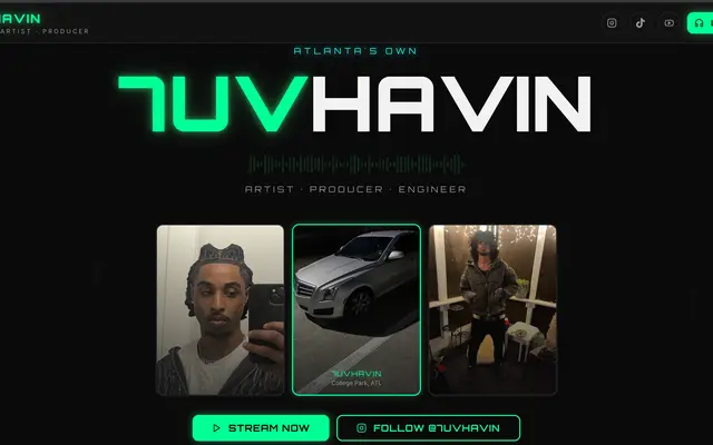 7UVHAVIN website homepage designed by CEO Turbo