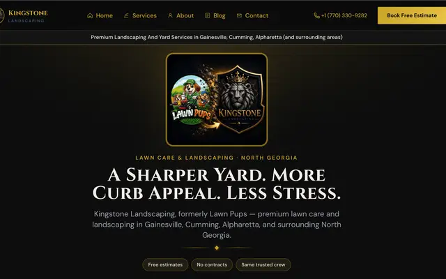 Kingstone Landscaping website homepage designed by CEO Turbo