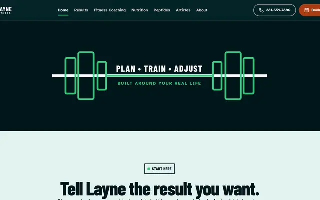 Layne Fitness website homepage designed by CEO Turbo