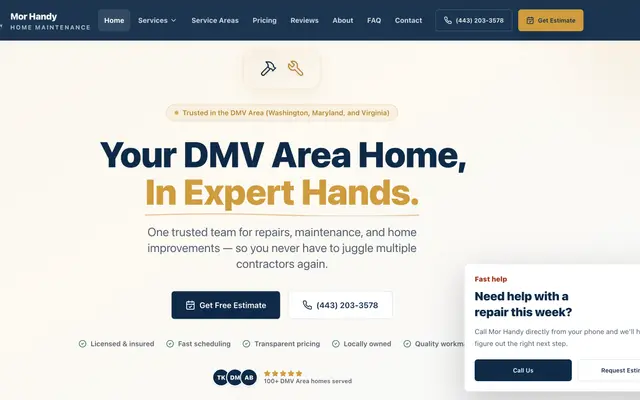 Mor Handy website homepage designed by CEO Turbo