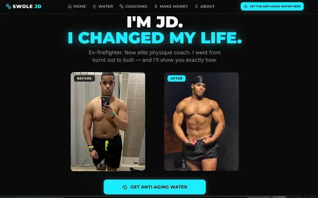 Swole JD website homepage designed by CEO Turbo